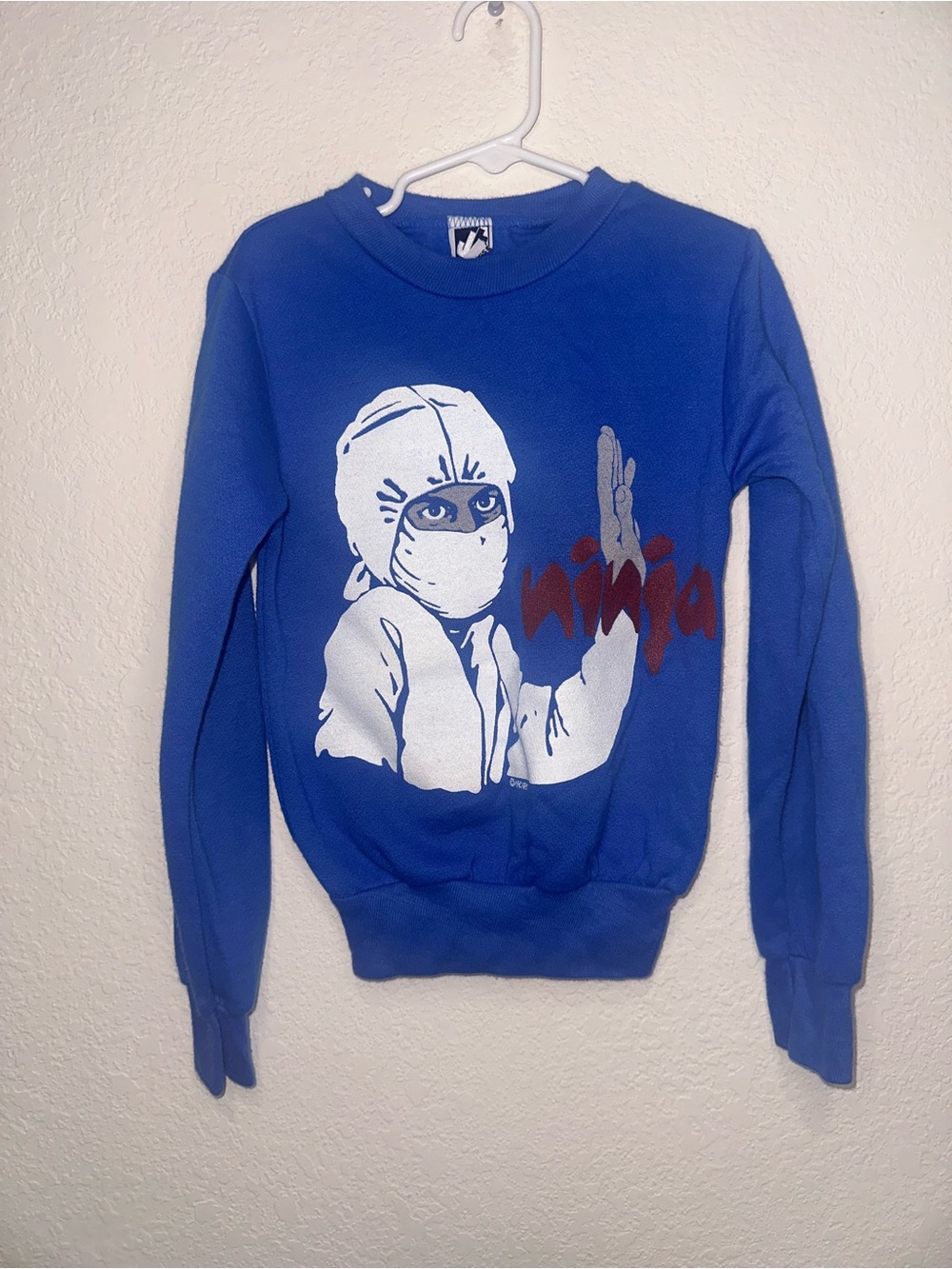 Vintage Jog Togs 1985 Blue 'Ninja' Graphic Crewneck Sweatshirt
